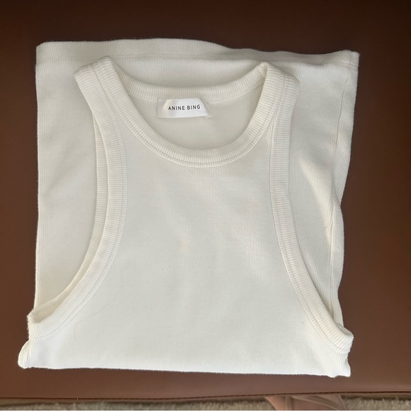 Anine Bing Racerback Tank Top in White - Picture 1 of 2